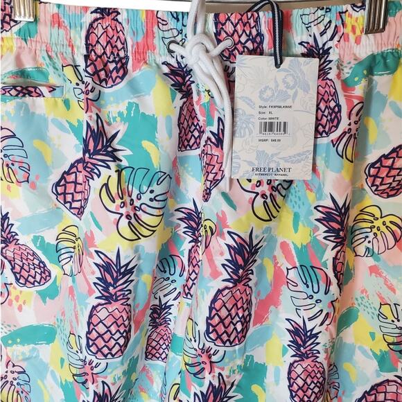 Free Planet Pineapple Men's Colorful Swim Trunks, NWT, XL - Picture 2 of 5